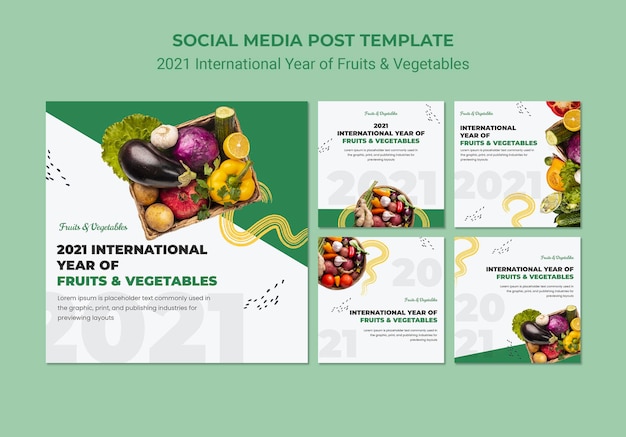 International year of fruits and vegetables instagram posts template