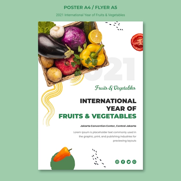 International year of fruits and vegetables poster template