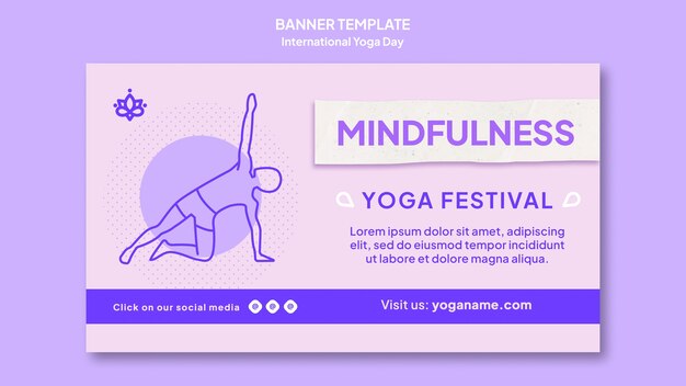 International yoga day horizontal banner template with person practicing yoga