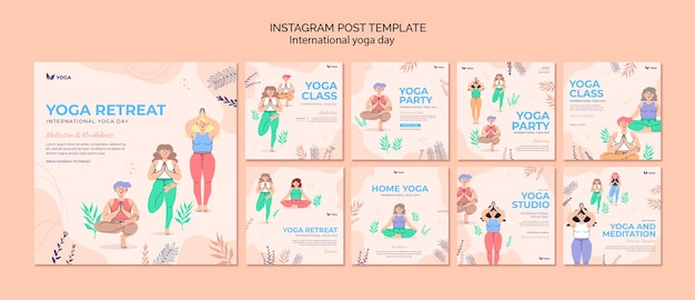 Free PSD international yoga day instagram posts