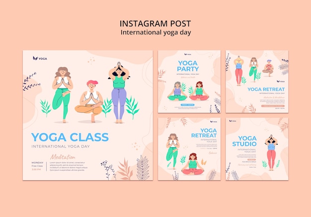 Free PSD international yoga day instagram posts