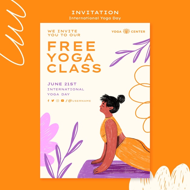 Free PSD international yoga day invitation template