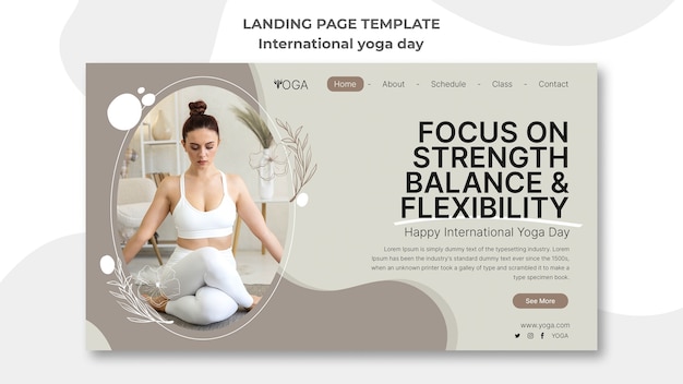 Free PSD international yoga day landing page template