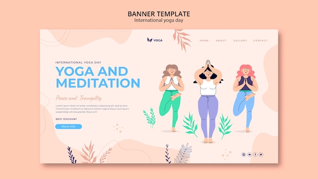 Free PSD international yoga day landing page template