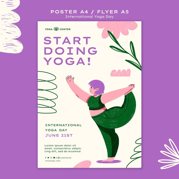 International yoga day poster template