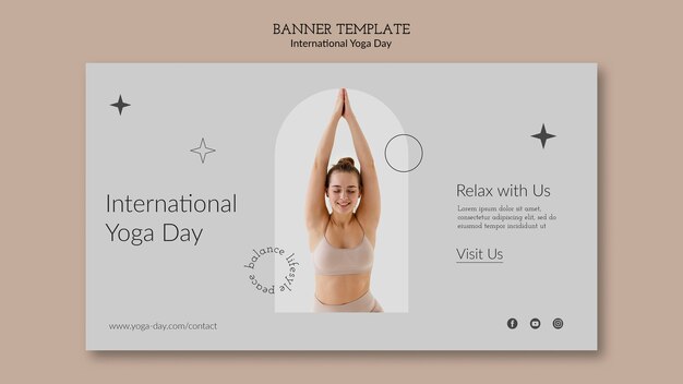 International yoga day simplistic horizontal banner template