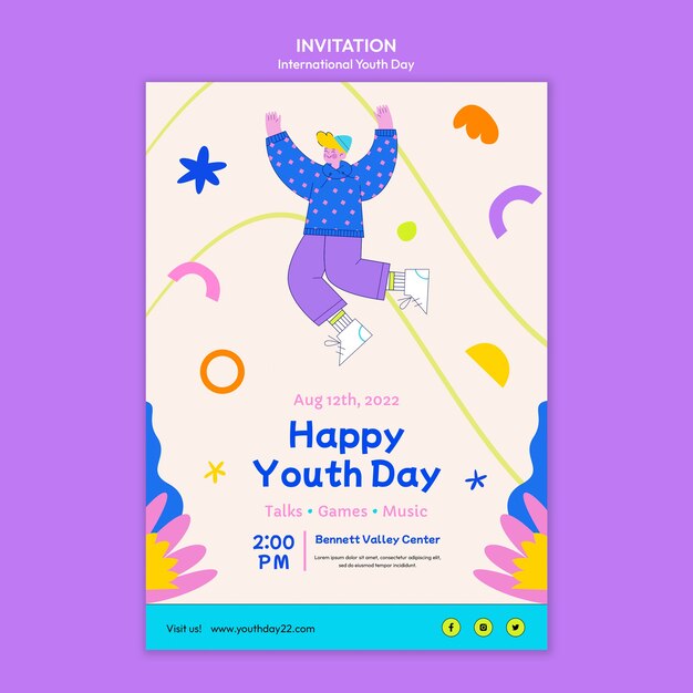 International youth day colorful invitation template