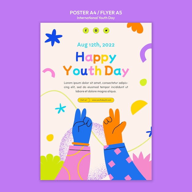 International youth day colorful vertical poster template