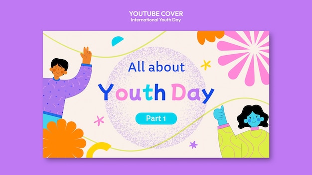 Free PSD international youth day colorful youtube cover template