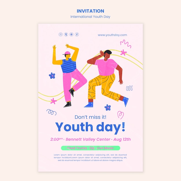 Free PSD international youth day invitation template