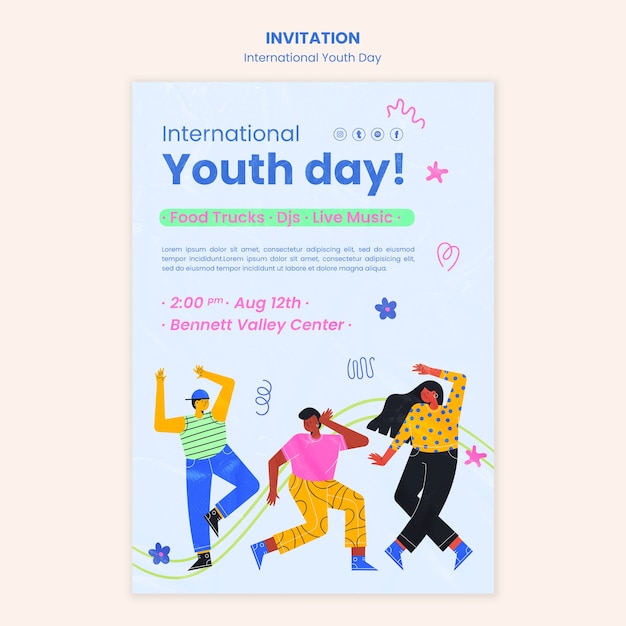 Free PSD international youth day invitation template