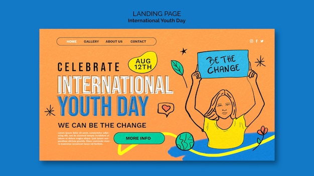 Free PSD international youth day landing page template