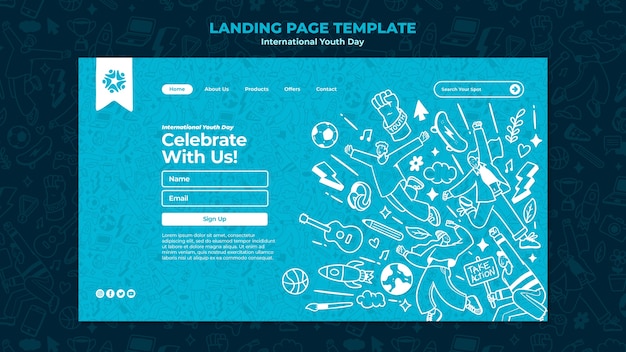 Free PSD international youth day landing page