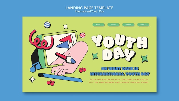 Free PSD international youth day landing page