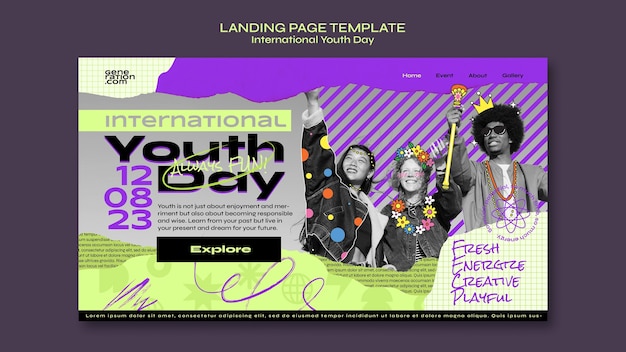 Free PSD international youth day landing page