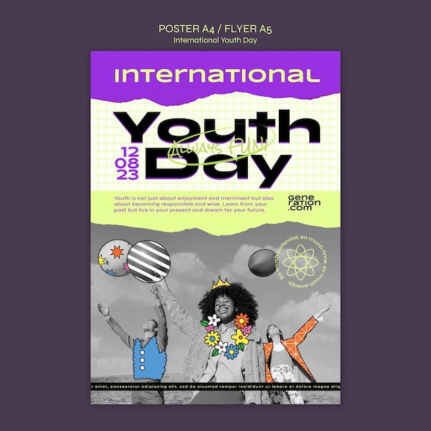 Free PSD international youth day poster template