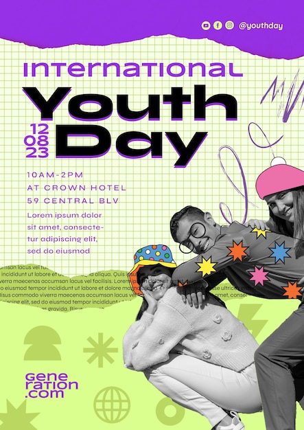 Free PSD international youth day poster template