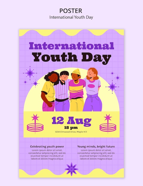 International youth day template design