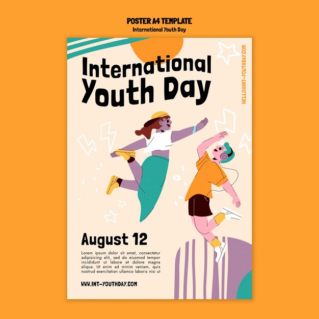 International youth day vertical poster template