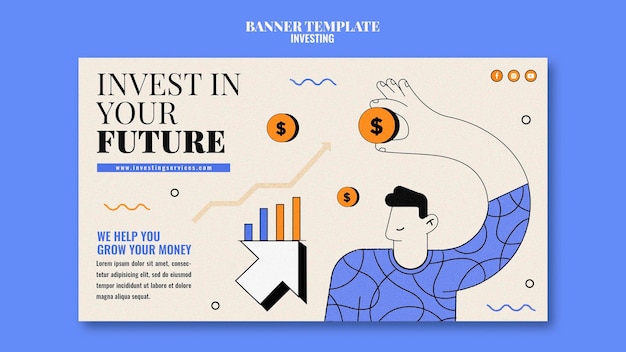 Free PSD investment banner template illustrated