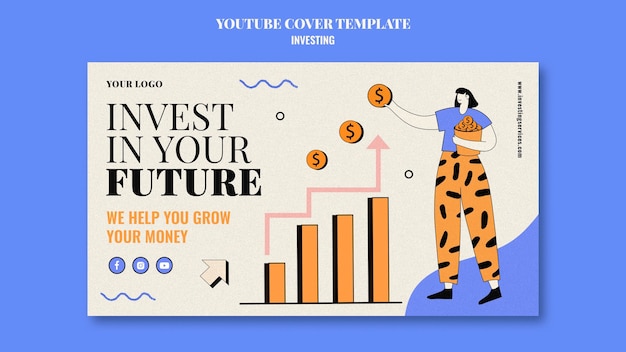 Free PSD investment youtube cover template illustrated