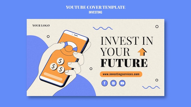 Free PSD investment youtube cover template illustrated