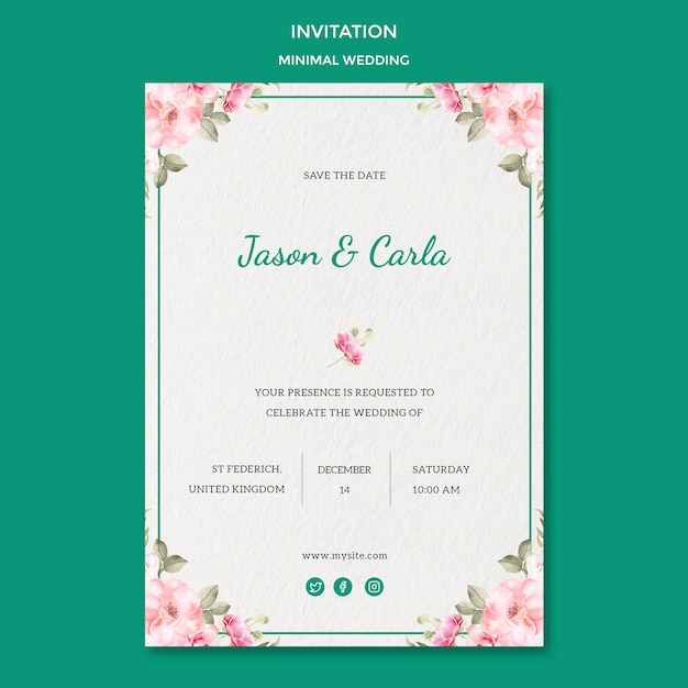 Invitation card template with wedding