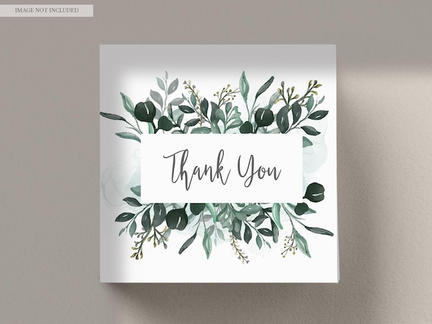 Free PSD invitation card with leaves and flowers watercolor