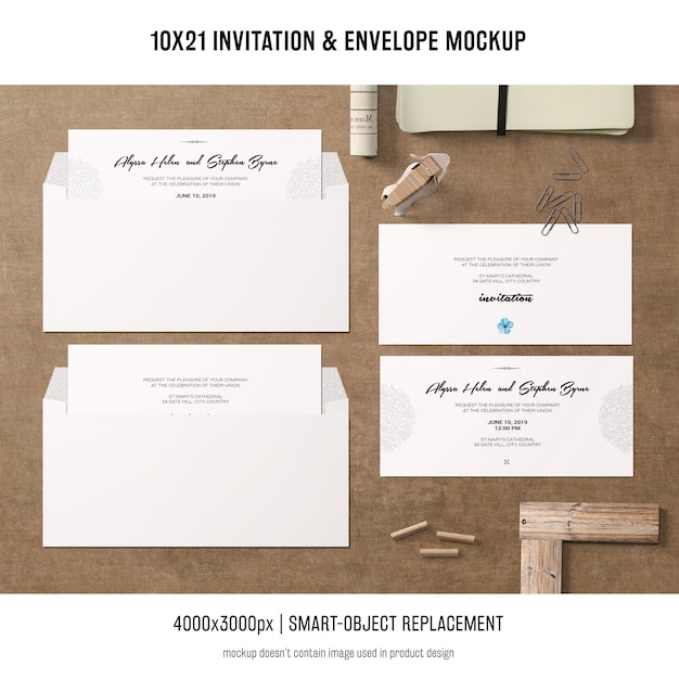 Free PSD  invitation and envelope mockup