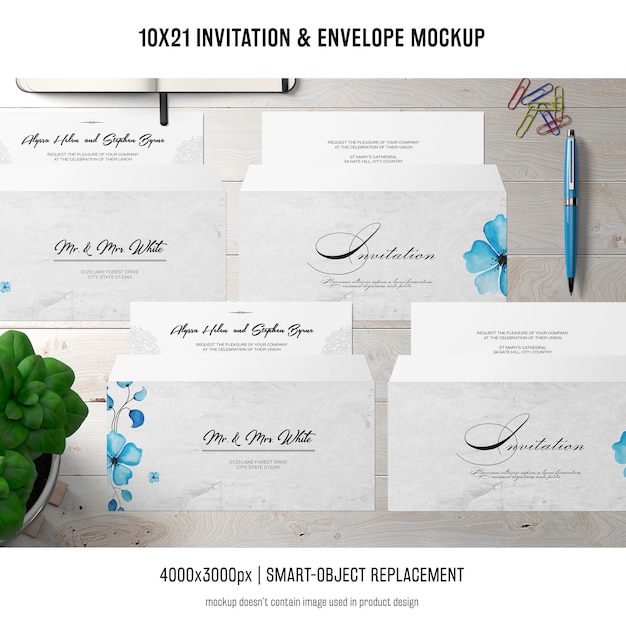 Free PSD  invitation and envelope mockup