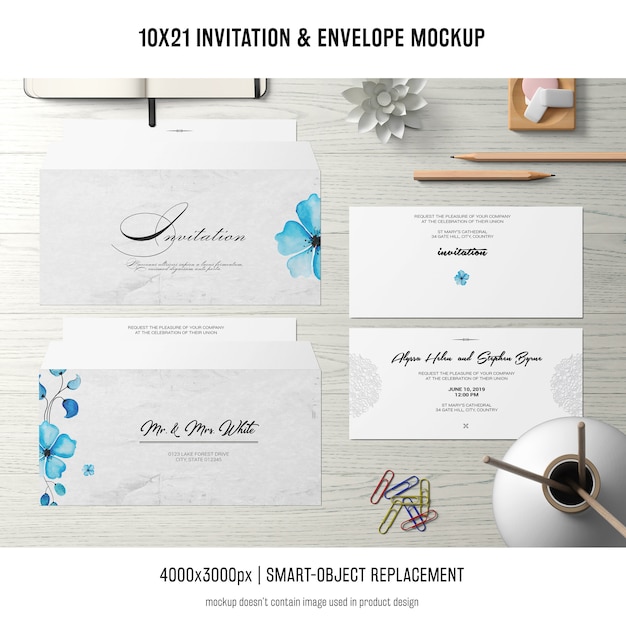 Free PSD  invitation and envelope mockup