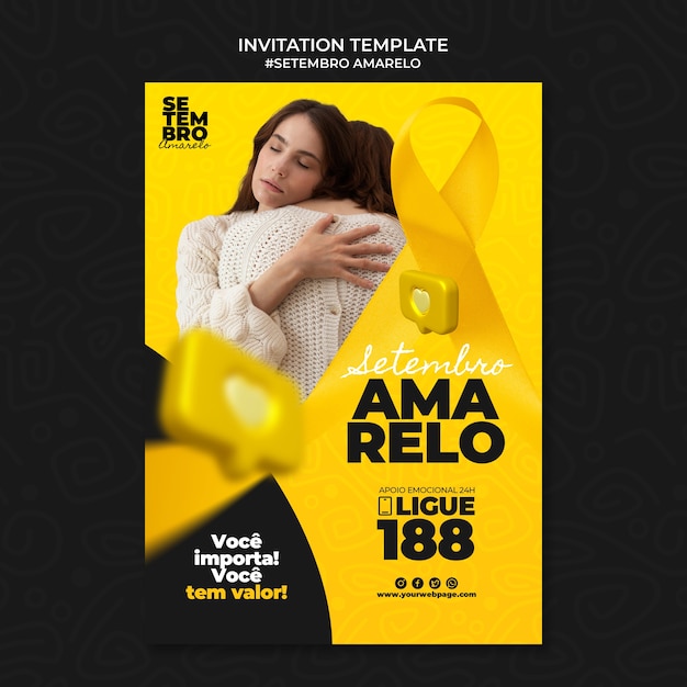 Free PSD invitation template for brazilian suicide month prevention awareness campaign