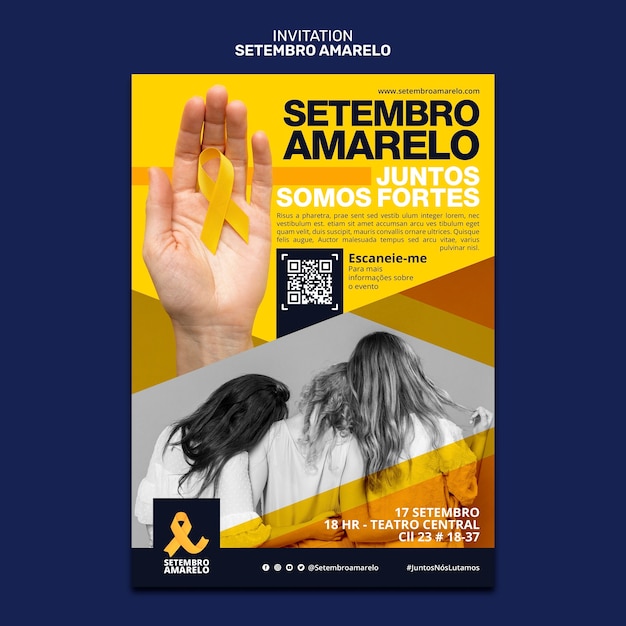 Free PSD invitation template for brazilian suicide prevention month awareness