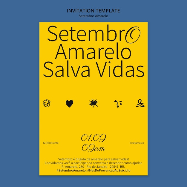 Free PSD invitation template for brazilian suicide prevention month awareness