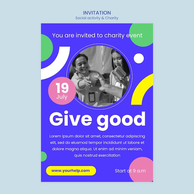 Free PSD invitation template for charity and philanthropy