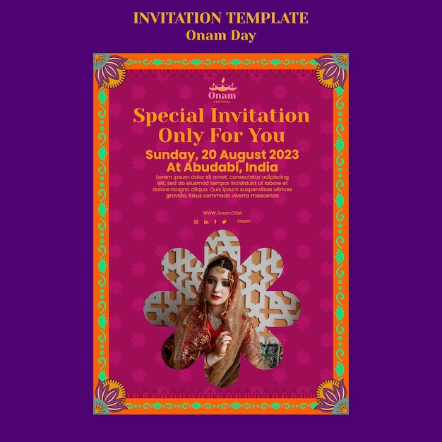 Invitation template for onam festival celebration