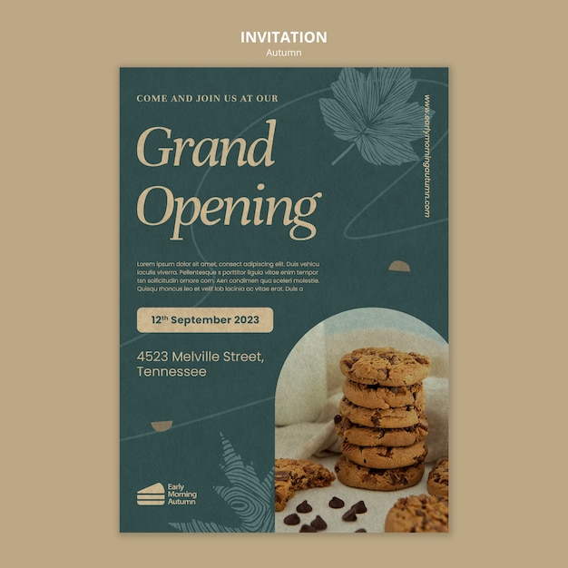 Free PSD invitation template for restaurant with autumnal menu