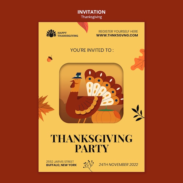 Free PSD invitation template for thanksgiving celebration