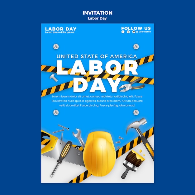 Free PSD invitation template for us labor day celebration