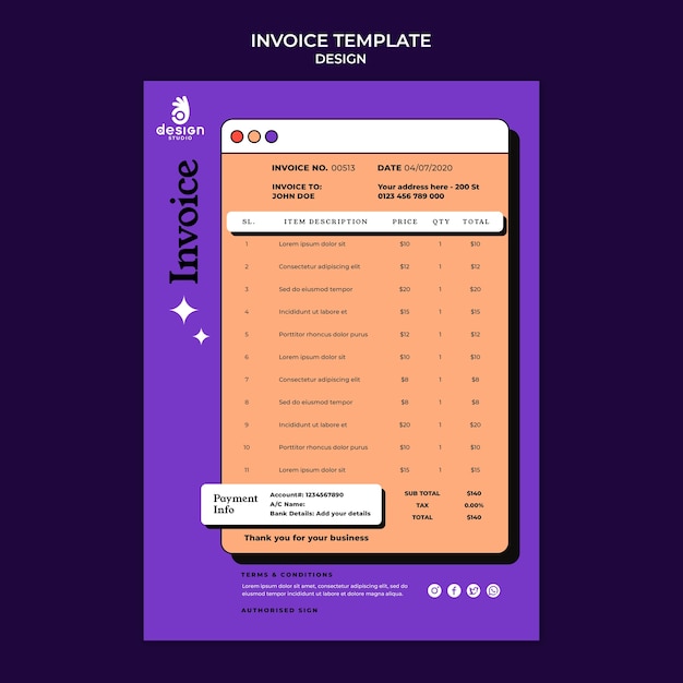 Invoice template for occupation