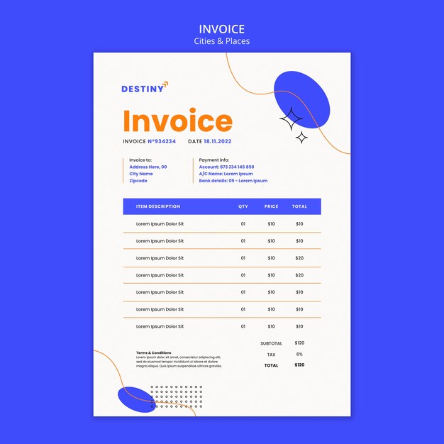 Invoice template for traveling