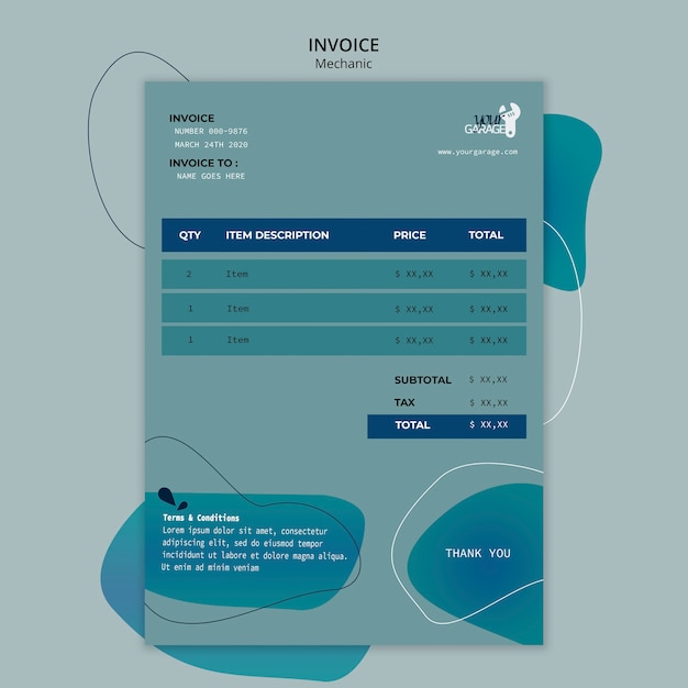 Free PSD invoice template with mechanic concept