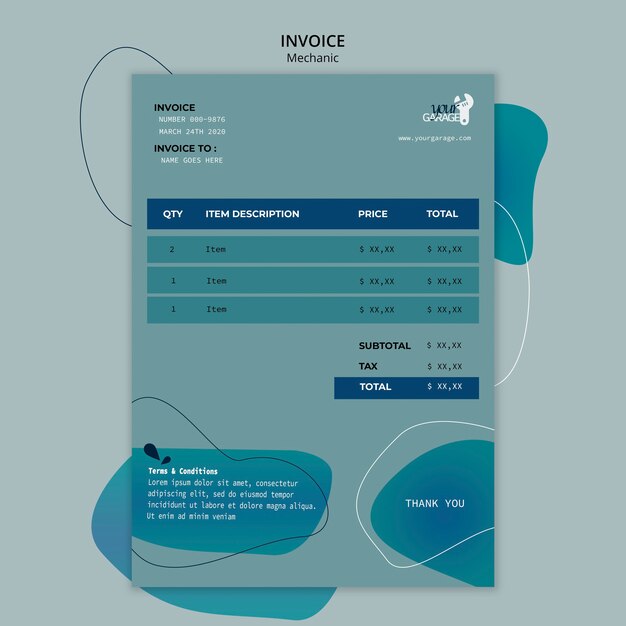 Invoice template with mechanic concept