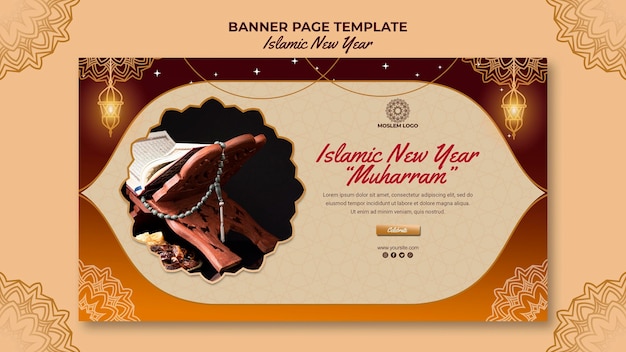 Free PSD islamic new year banner page template