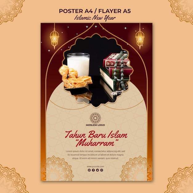 Free PSD islamic new year flyer template