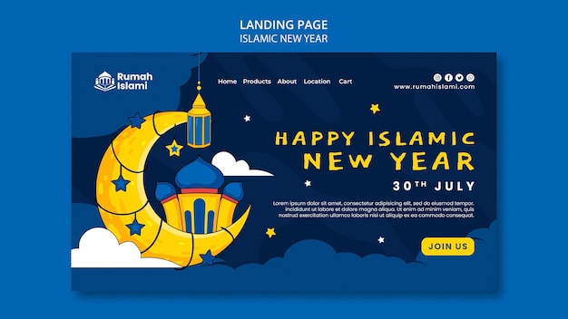 Islamic new year landing page template design