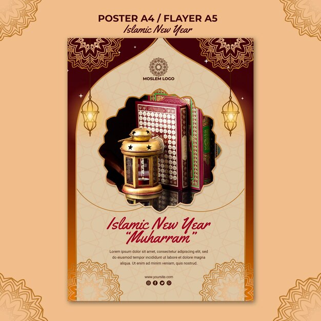 Islamic new year poster template