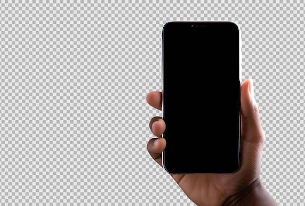 isolate psd hand holding smartphone template