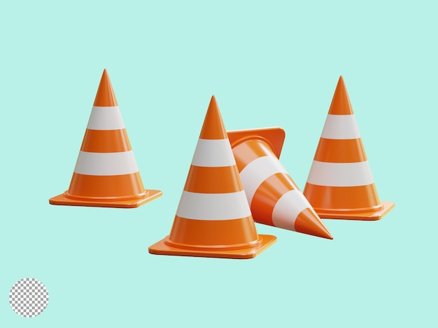 Isolate of realistic stacking of orange traffic warning cone for under construction maintenance attention and transportation concept by 3D render illustration