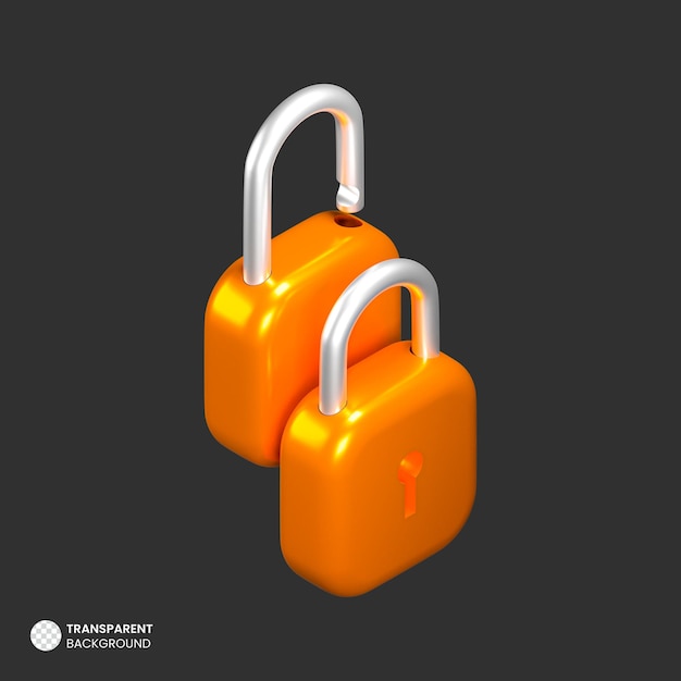 Free PSD isolated 3d metal padlock icon